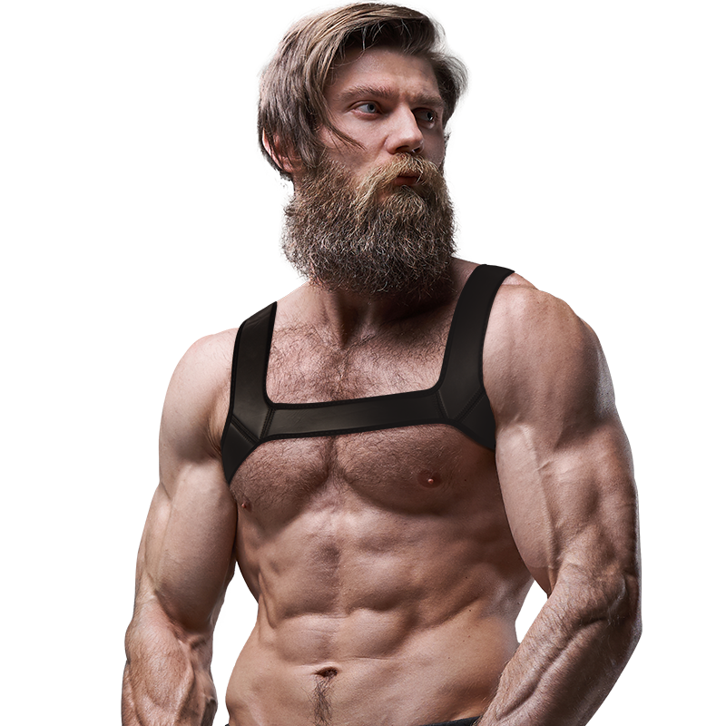 FETISH SUBMISSIVE ATTITUDE - ARNÊS DE PEITO DE NEOPRENE PARA HOMENS TAMANHO M