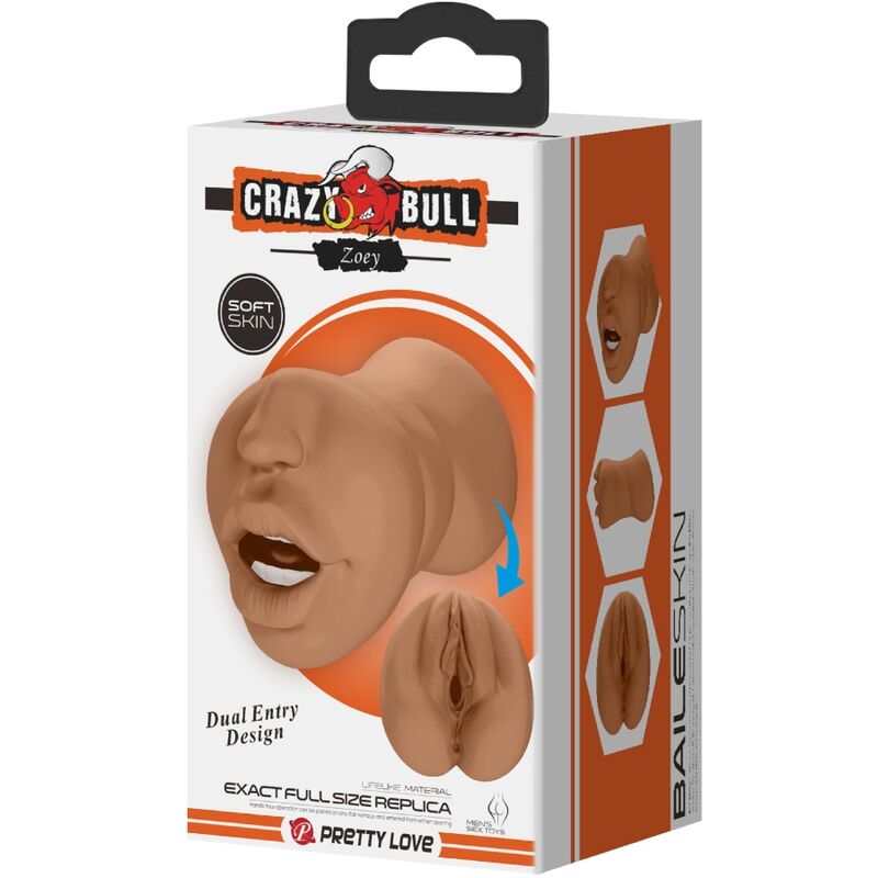CRAZY BULL - ZOEY MASTURBADOR DUPLO BOCA E VAGINA CARNE
