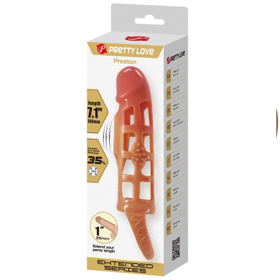 PRETTY LOVE - MANGA VIBRATÓRIA PARA PÊNIS PRESTON 18 CM