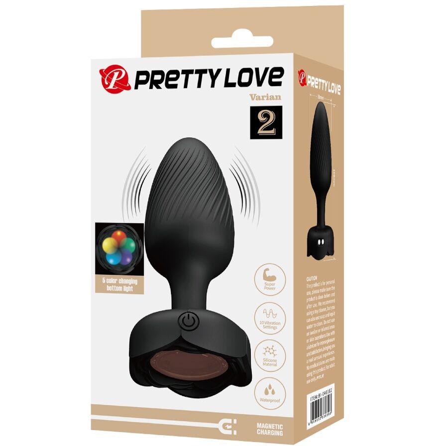PRETTY LOVE - VARIAN ANAL PLUG COM LUZ LED PRETO 10,8 CM