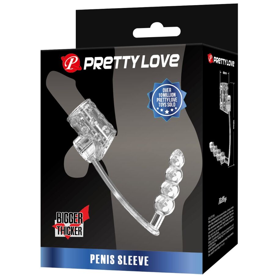 PRETTY LOVE - MANGA PARA PÊNIS COM PLUG ANAL TRANSPARENTE