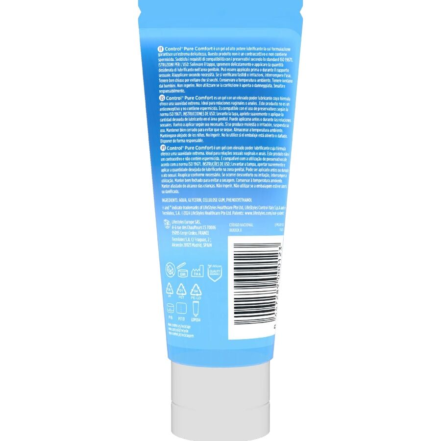 CONTROL - LUBRIFICANTE DE HIDRATAÇÃO INTENSA PURE COMFORT 80 ML