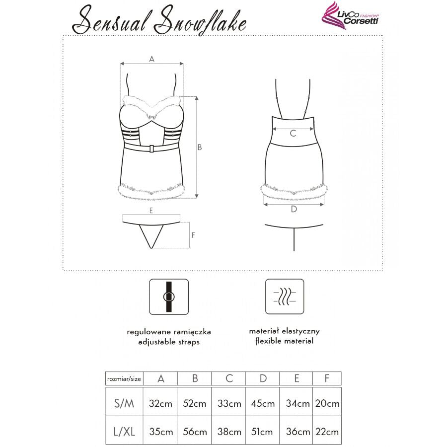 LIVCO CORSETTI FASHION - SENSUAL SNOWFLAKE LC 90603 CAMISOLA DE NATAL + CALCINHA FIO DENTAL + FAIXA DE CABELO S/M