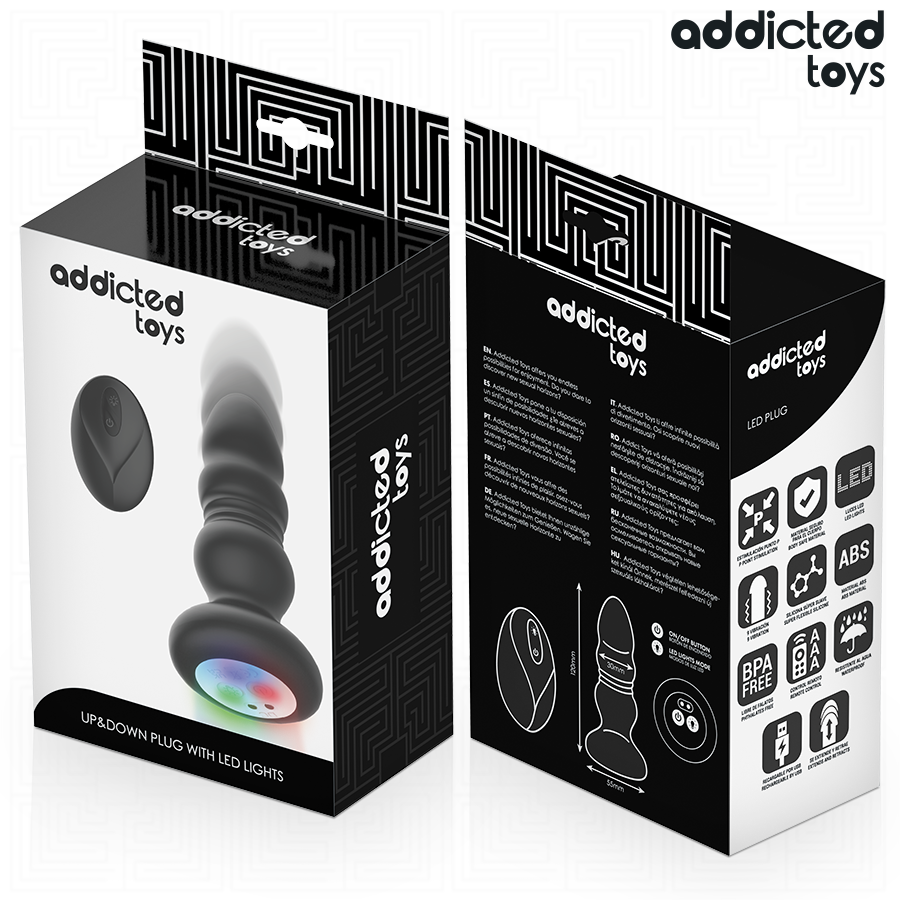ADDICTED TOYS - PLUG ANAL GIRATÓRIO VIBRATÓRIO COM LUZ LED E CONTROLE REMOTO