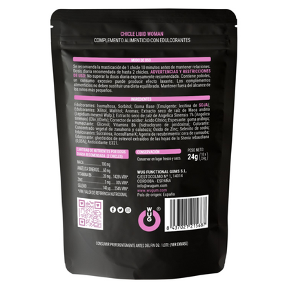 WUG LIBID WOMAN – Goma de mascar funcional com Maca, Ginseng Feminino e Zinco para aumentar a vitalidade feminina.