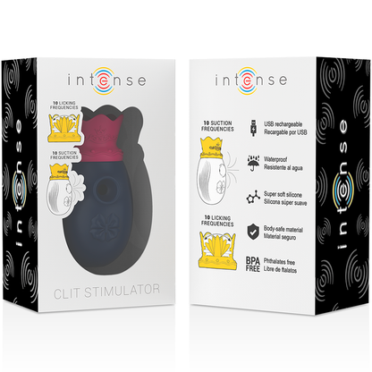 INTENSE - ESTIMULADOR DE CLITÓRIS 10 MODOS DE SUCÇÃO E LAMBER - AZUL