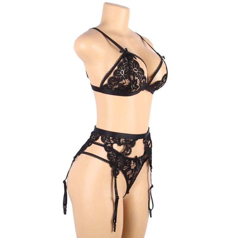 SUBBLIME - SET CONJUNTO DE TRÊS PEÇAS SUTI + CINTA LIGA + CALCINHA S/M