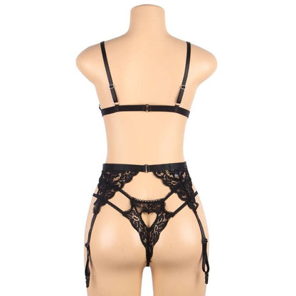 SUBBLIME - SET CONJUNTO DE TRÊS PEÇAS SUTI + CINTA LIGA + CALCINHA S/M