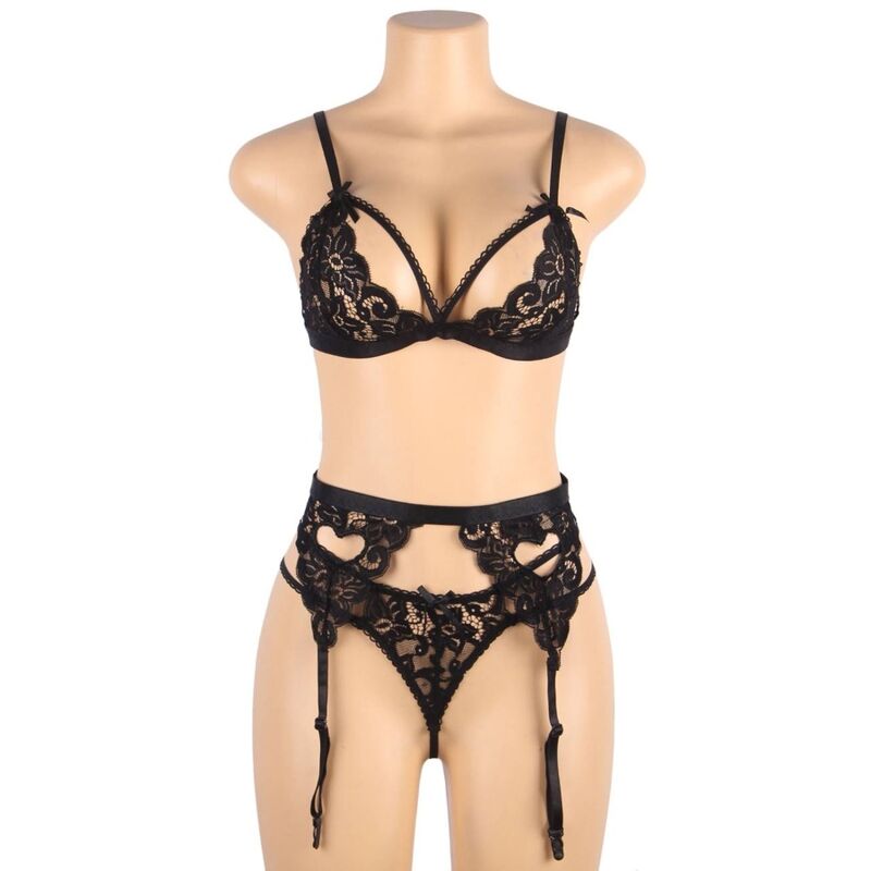 SUBBLIME - SET CONJUNTO DE TRÊS PEÇAS SUTI + CINTA LIGA + CALCINHA S/M