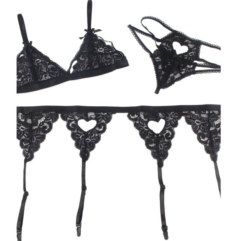 SUBBLIME - SET CONJUNTO DE TRÊS PEÇAS SUTI + CINTA LIGA + CALCINHA S/M
