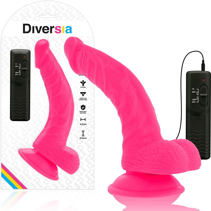 DIVERSIA - VIBRAÇÃO FLEXÍVEL DIVERSIA ROSA 21.5 CM -O- 4.5 CM