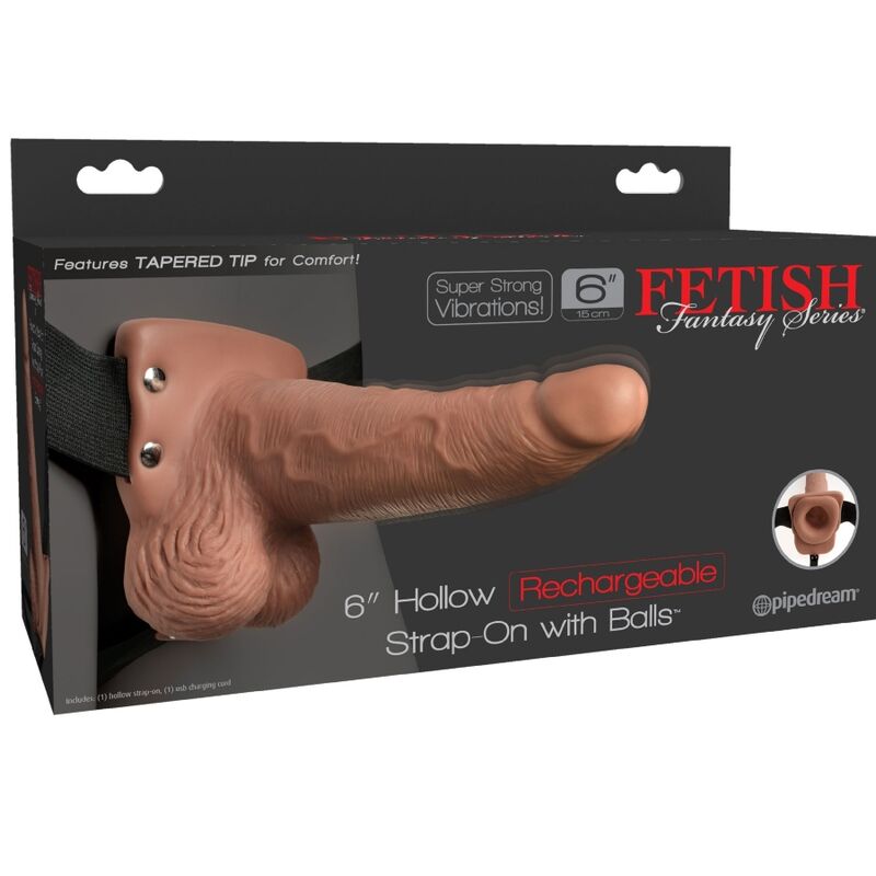 FETISH FANTASY SERIES - ARNÊS AJUSTÁVEL PÊNIS REALISTA COM TESTÍCULOS RECARREGVEIS E VIBRADOR 15 CM