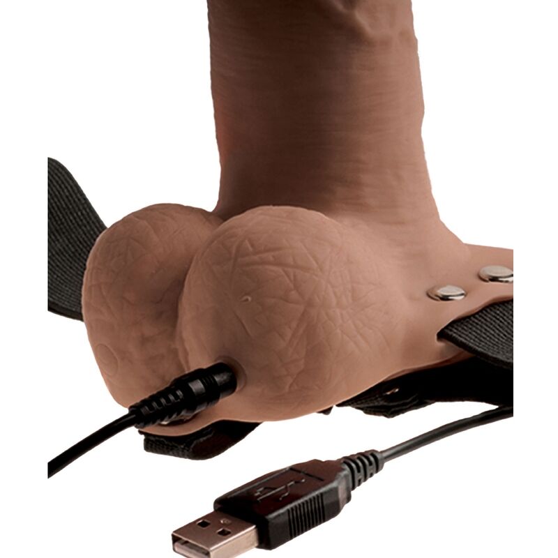 FETISH FANTASY SERIES - ARNÊS AJUSTÁVEL PÊNIS REALISTA COM TESTÍCULOS RECARREGVEIS E VIBRADOR 15 CM