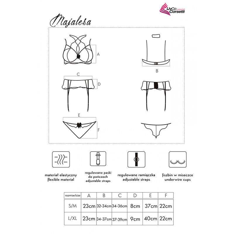 LIVCO CORSETTI FASHION - MAJALESA LC 90526 SUTI + CINTA LIGA + CALCINHA PRETA L/XL