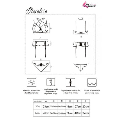 LIVCO CORSETTI FASHION - MAJALESA LC 90526 SUTI + CINTA LIGA + CALCINHA PRETA L/XL