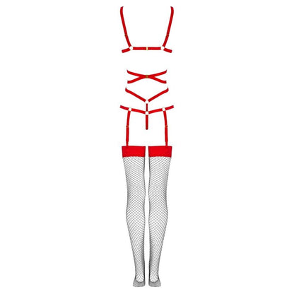 LIVCO CORSETTI FASHION - THIARA LC 20213 CONJUNTO CORPO + MEIAS VERMELHAS S/M