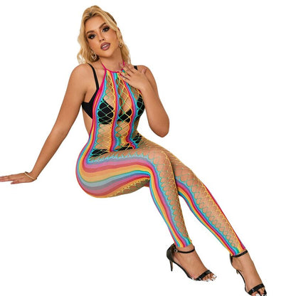 SUBBLIME - 952358 BODYSTOCKING COM DECOTE HALTER E MALHA ARCO-ÍRIS XS/M