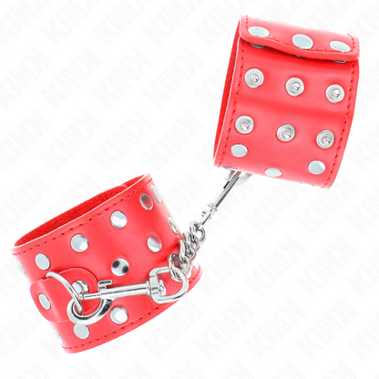KINK - RETENÇÕES DE PULSO COM SNAP FASTEN COMPLETO DE REBITES VERMELHO AJUSTÁVEL 19-24 CM X 5,5 CM