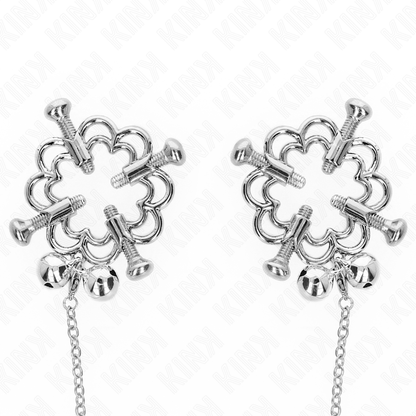 KINK - PINÇAS DE FLOR DE METAL COM CORRENTE