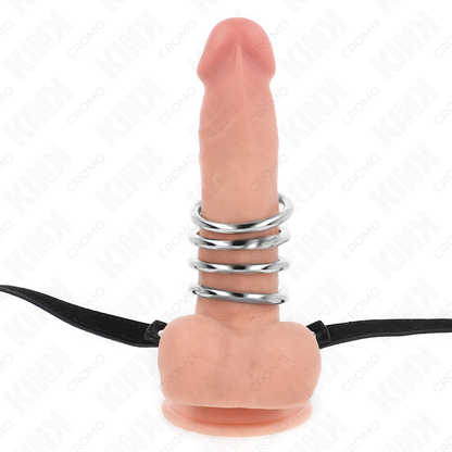 KINK - 5 ANÉIS DE PÊNIS 3,8 CM A 5 CM METAL COM CINTO DE COURO 112 CM