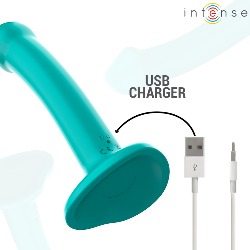 INTENSE - VIBRADOR KATIE COM VENTOSA 10 VIBRAÇÕES CONTROLE REMOTO AZUL