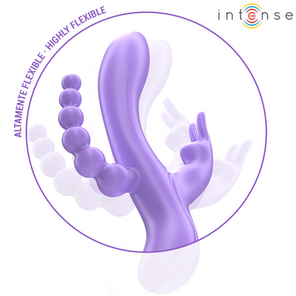 INTENSE - MIKO TRIPLO VIBRADOR COELHO & ESTIMULADOR & ANAL 7 VIBRAÇÕES ROXO