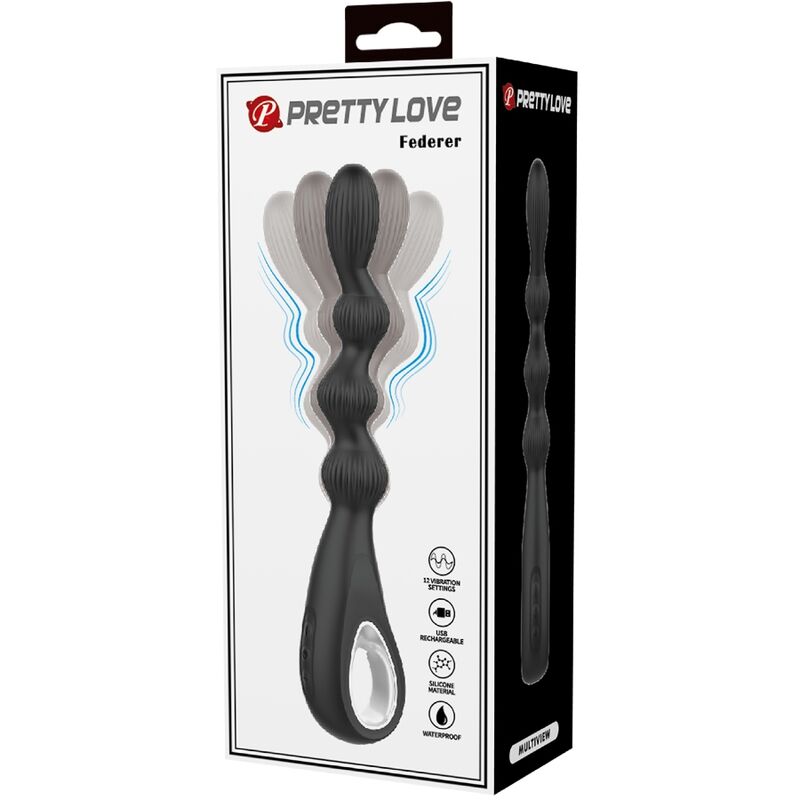 PRETTY LOVE - FEDERER VIBRADOR ANAL 12 VIBRAÇÕES PRETO