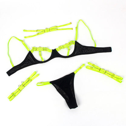 SUBBLIME - 955281 CONJUNTO DE SUTIÃ COM COLAR E DETALHES NAS PERNAS VERDE FLUORESCENTE L/XL