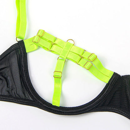 SUBBLIME - 955281 CONJUNTO DE SUTIÃ COM COLAR E DETALHES NAS PERNAS VERDE FLUORESCENTE L/XL