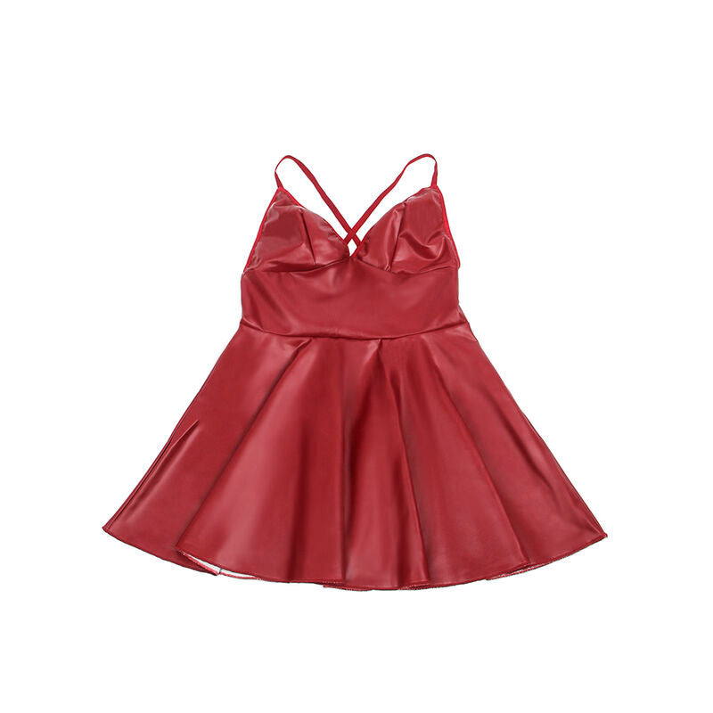 SUBBLIME - 955397 VESTIDO COM ALÇAS DE COURO BORDÔ S/M