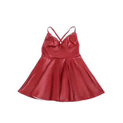 SUBBLIME - 955397 VESTIDO COM ALÇAS DE COURO BORDÔ S/M