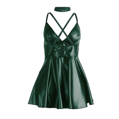 SUBBLIME - 955434 VESTIDO COM ALÇAS DE COURO VERDE S/M