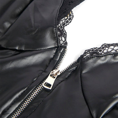 SUBBLIME - 955465 BODY DE COURO PRETO COM ZÍPER L/XL