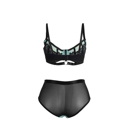 SUBBLIME - 955564 CONJUNTO DE SUTIÃ DE COURO VERDE COM ZÍPER DE MALHA L/XL