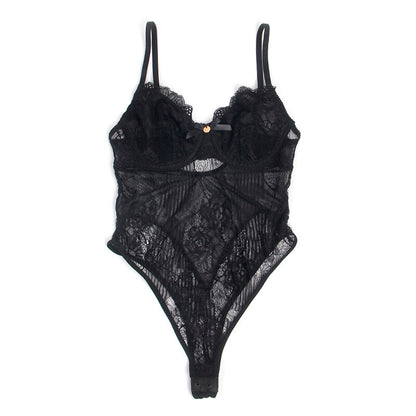 SUBBLIME - 955625 BODY DE RENDA COM FECHO NA PARTE INFERIOR PRETO L/XL