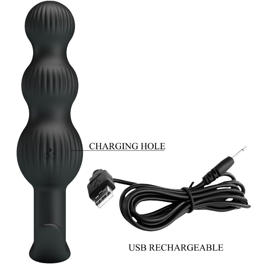 PRETTY LOVE - VIBRADOR ANAL SIDNEY 10 VIBRAÇÕES PRETO