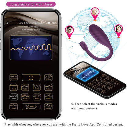 PRETTY LOVE - VIBRADOR CONTROLADO POR APLICATIVO LEVIATHAN ROXO