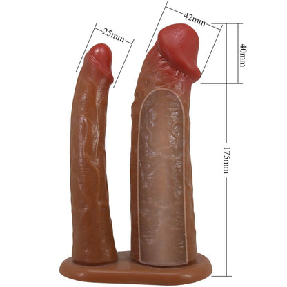 PRETTY LOVE - YAIRON MANGA DUPLA PARA PÊNIS COM EXTENSÃO DE 4 CM MULATO
