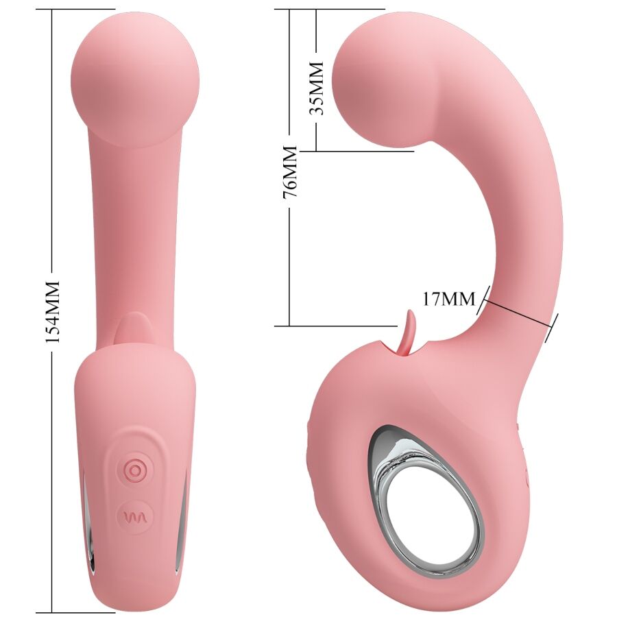 PRETTY LOVE - ERYNNYES VIBRADOR PONTO G + ESTIMULADOR DE CLITÓRIS 10 VIBRAÇÕES ROSA
