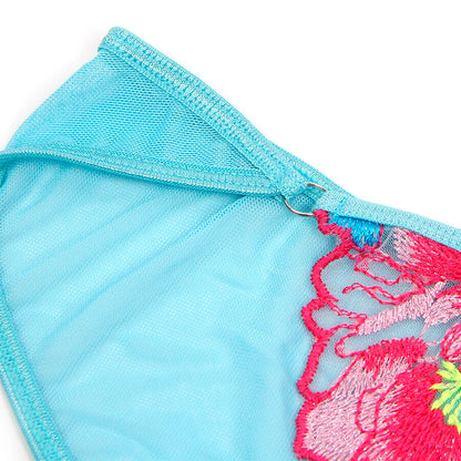 SUBBLIME - 957650 CONJUNTO DE SUTIÃ E CINTO-LIGA COM BORDADO DE FLORES ROSA L/XL