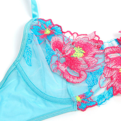 SUBBLIME - 957650 CONJUNTO DE SUTIÃ E CINTO-LIGA COM BORDADO DE FLORES ROSA L/XL