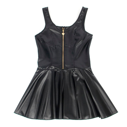 SUBBLIME - 957674 VESTIDO DE COURO COM ZÍPER DE CORAÇÃO PRETO L/XL