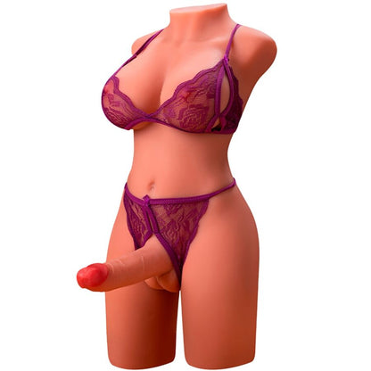 XISE - MIAH LADY BOY TORSO FEMININO COM DILDO COM VIBRAÇÃO E EMPURRAÇÃO 55 CM