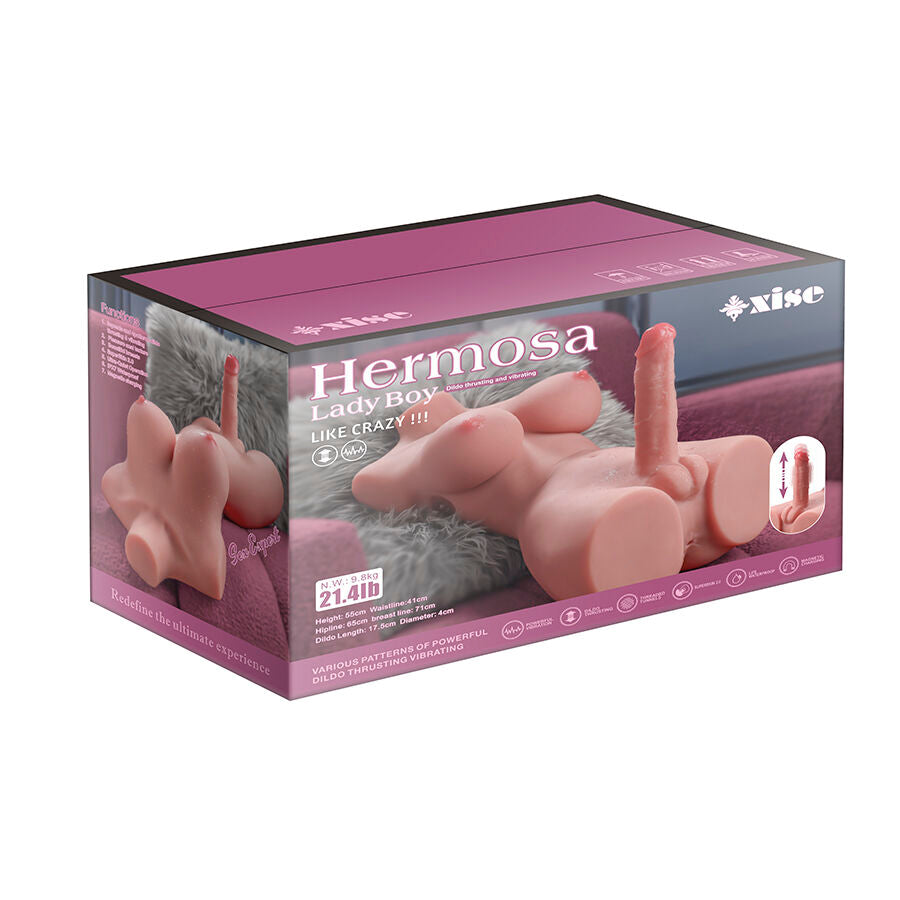 XISE - LINDA TERRA FEMININA TRADICIONAL COM DILDO COM VIBRAÇÃO E FUNÇÃO DE IMPULSO 49 CM