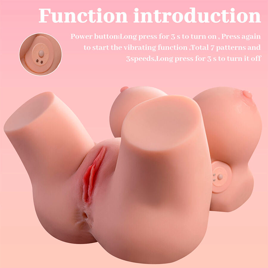 XISE - FRIEDA TORSO FEMININO REALISTA COM VIBRAÇÃO 36 CM