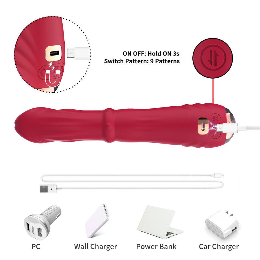 ARMONY - VIBRADOR ESTIMULADOR TERMO-AJUSTÁVEL POINT A DILDO VERMELHO