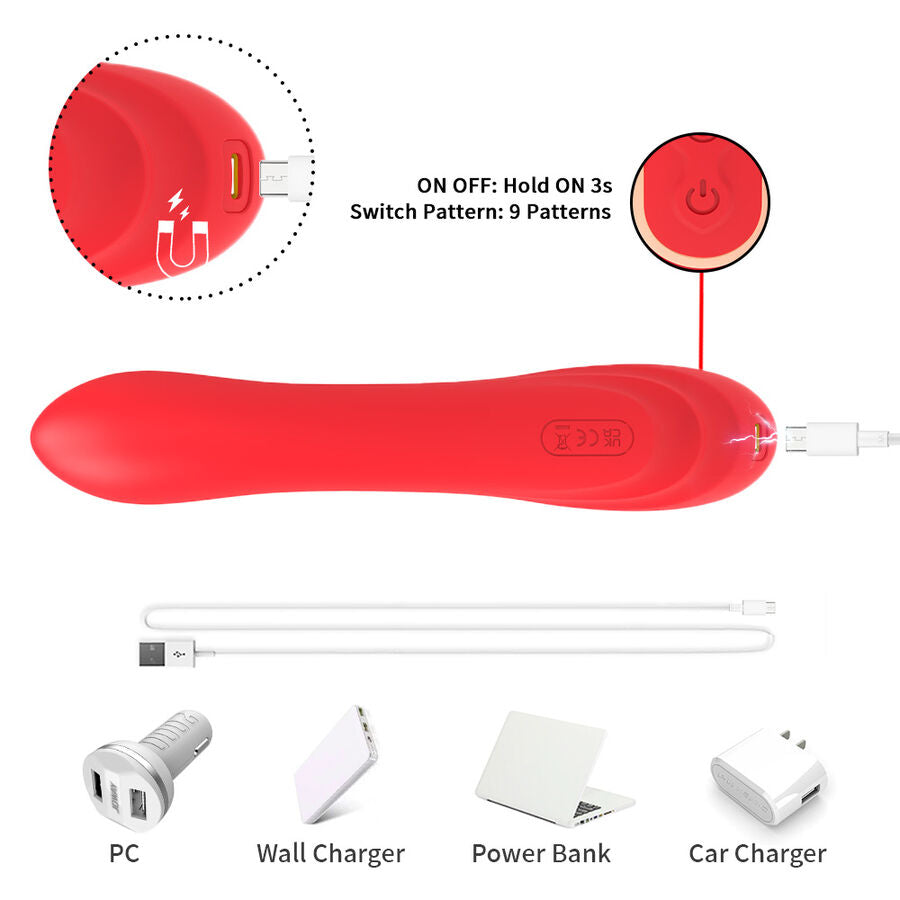 ARMONY - VIBRADOR ESTIMULADOR DE PONTO G E CLITÓRIS COM LÍNGUA OSCILANTE VERMELHO