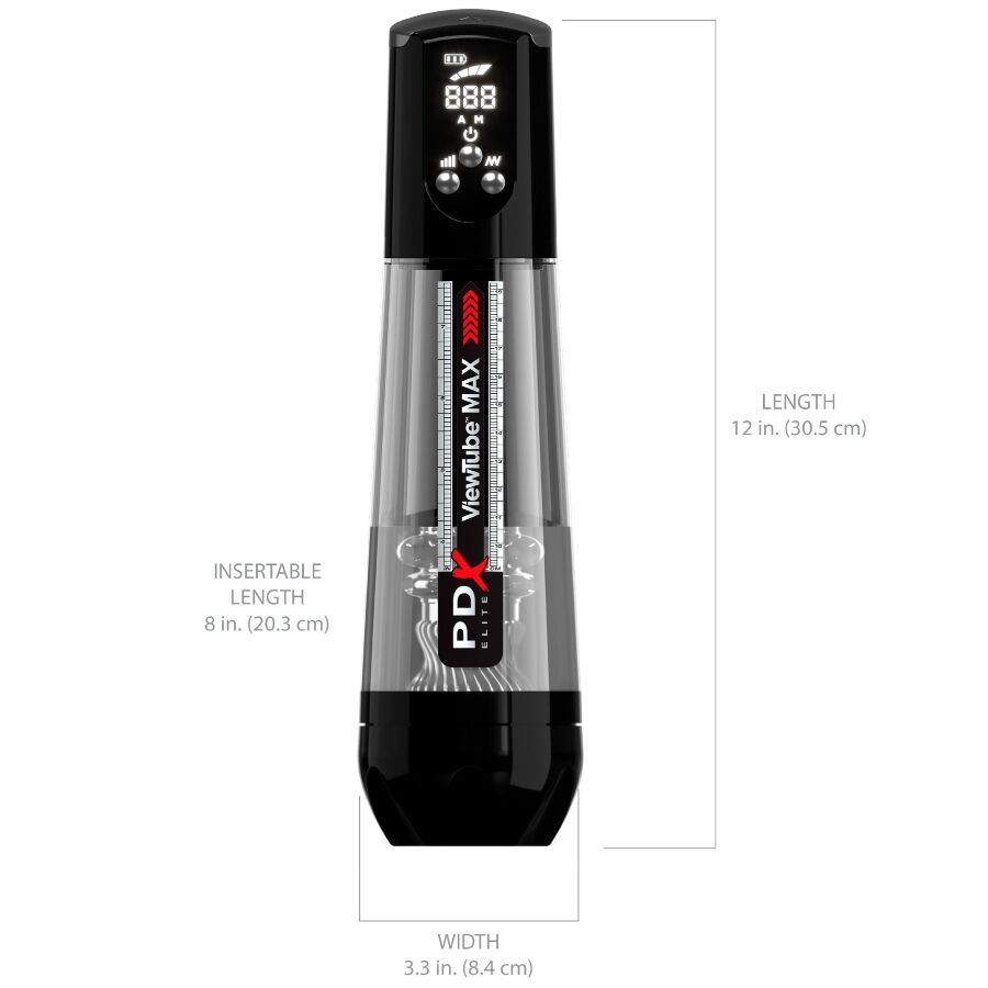 PDX ELITE - VIEWTUBE MAX VIEW MASTURNADOR AUTOMÁTICO COM SUCÇÃO TRANSPARENTE