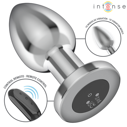 INTENSE - PLUG ANAL 10 VIBRAÇÕES METAL COM CONTROLE REMOTO L