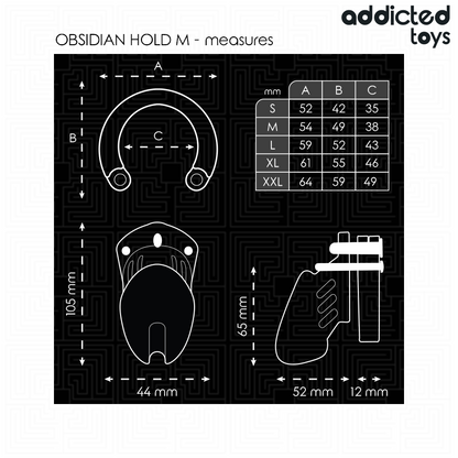 ADDICTED TOYS LOCKED - GAIOLA DE PÊNIS DE OBSIDIANA TAMANHO M